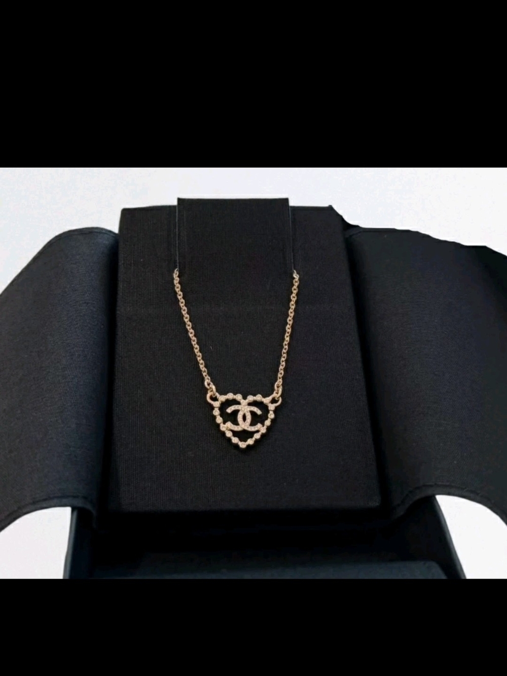 CHANEL gold Tone Heart Shaped Necklace With Iconic CC logo